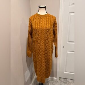 NWT- UNIQLO Cable Knit Mustard Sweater Dress- Size XS
